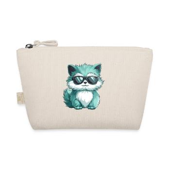 Chat mignon et duveteux dessin animé Kawaii portant des lunettes de soleil - Trousse biologique - nature - Devant