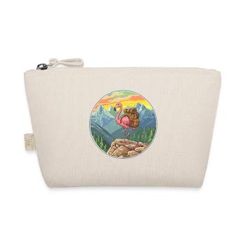 Cute Flamingo Hiking Camping Mountain Adventure - Organic Pouch - nature - Front