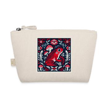 Mystischer Frosch mit Pilzen und Blumen – Folk Art - Bio-Täschchen - Natur - Vorne