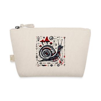 Folk Art Schnecke mit Pilzen – Retro Design  - Bio-Täschchen - Natur - Vorne