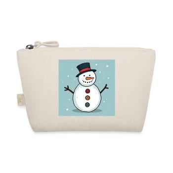 Colorful buttoned snowman - Organic Pouch - nature - Front