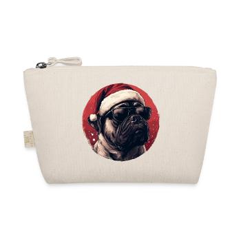 Pug in Santa hat with sunglasses - Organic Pouch - nature - Front