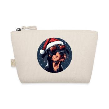Weihnachtshund mit Sonnenbrille - Bio-Täschchen - Natur - Vorne