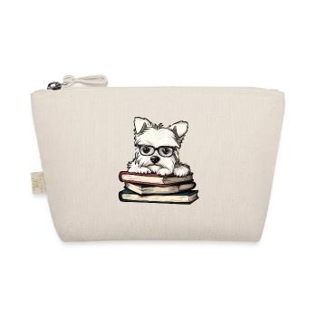 Süßes Westie-Hundelesebuch mit Brille - Bio-Täschchen - Natur - Vorne