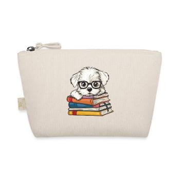 Süßes Malteserhund-Lesebuch mit Brille - Bio-Täschchen - Natur - Vorne