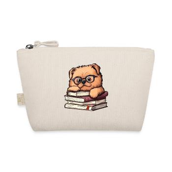 Süßes Chow Chow Hundelesebuch mit Brille - Bio-Täschchen - Natur - Vorne