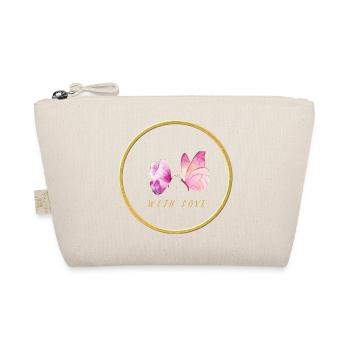 Pink Butterflies with Love - with love - Organic Pouch - nature - Front