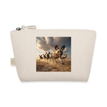 Wild dog pack in the dust – power of the savannah - Organic Pouch - nature - Front