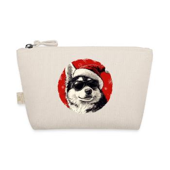 Husky Santa with sunglasses - Organic Pouch - nature - Front