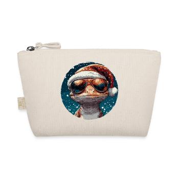 Gecko Santa Hat with Sunglasses - Organic Pouch - nature - Front
