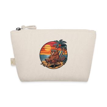 Funny Beaver on Beach Summer Vacation Sunset - Organic Pouch - nature - Front
