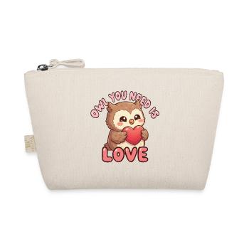 Doux Hibou Amour avec le cœur - Trousse biologique - nature - Devant