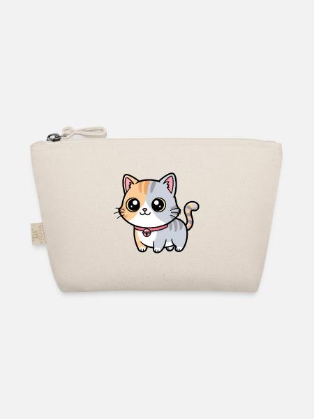 Calico Kitten Collar Charm - Organic Pouch - nature - Front