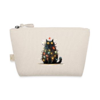 Christmas Cat Black Cat as Christmas Tree - Organic Pouch - nature - Front