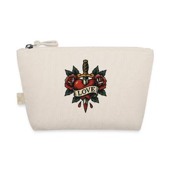 Herz Dolch Tattoo mit Rosen - Bio-Täschchen - Natur - Vorne
