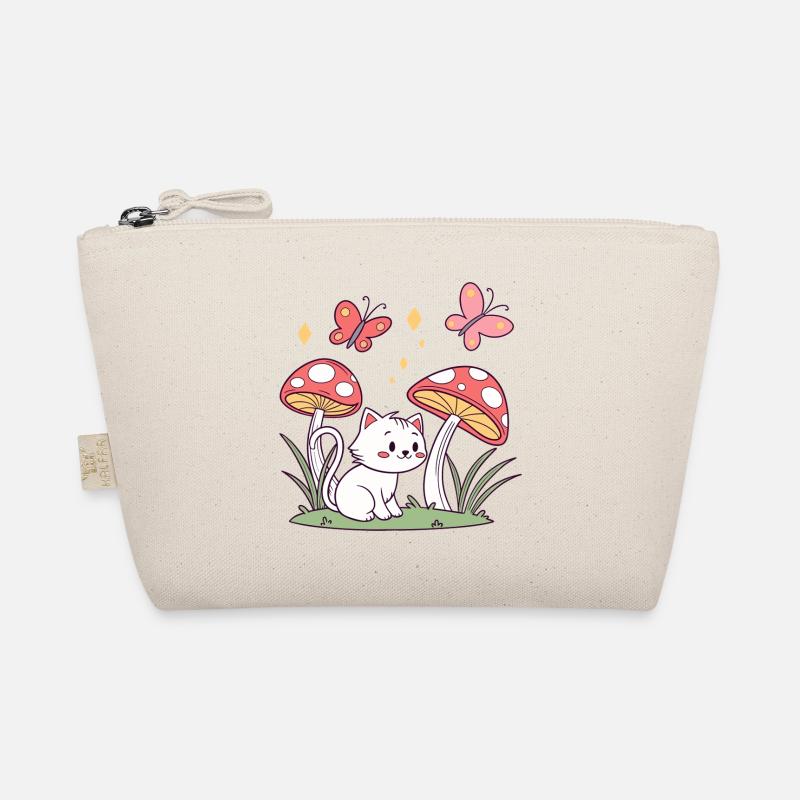 Mushroom Cat Whimsy Organic Pouch