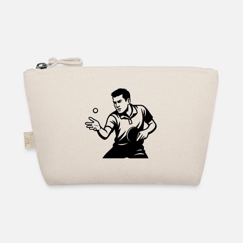 Table tennis player silhouette serving Organic Pouch