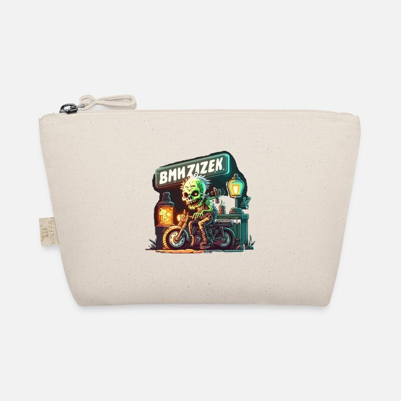 Neon Skeleton Biker on Motorcycle - Organic Pouch - nature