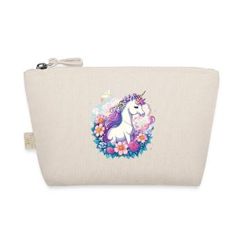 Frühlings-Einhorn mit Blumenkranz - Bio-Täschchen - Natur - Vorne