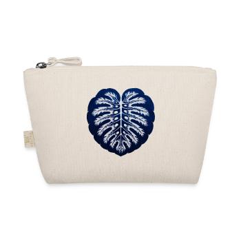 Monstera Leaf Blue White – Tropical Plant Art - Organic Pouch - nature - Front
