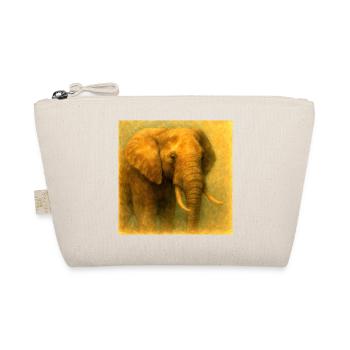 Goldener Elefant im bemalten Stil - Bio-Täschchen - Natur - Vorne