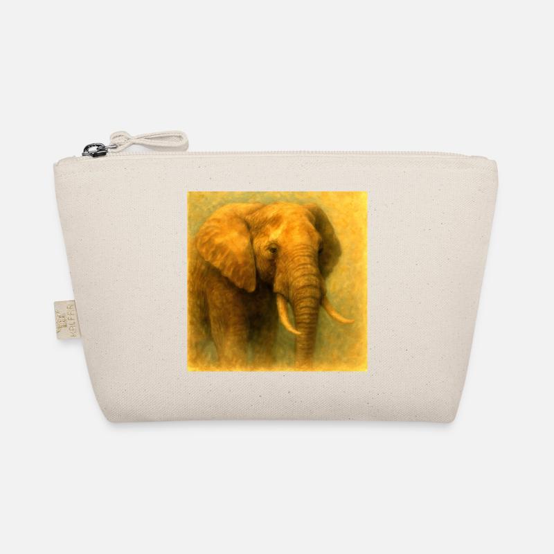 Golden Elephant in Painted Style Organic Pouch