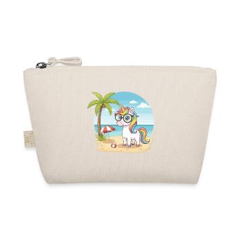 Vacances d’été à la plage avec une licorne mignonne avec des lunettes - Trousse biologique - nature - Devant