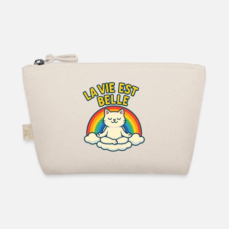 Rainbow Zen Cat Life Is Beautiful Organic Pouch