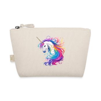 Regenbogen-Einhorn Kopf Portrait - Bio-Täschchen - Natur - Vorne