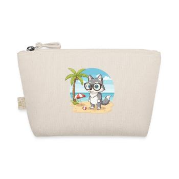 Cute Wolf with Glasses Beach Summer Vacation - Organic Pouch - nature - Front