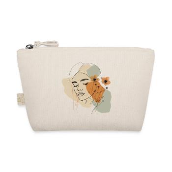Boho Woman Line Art – Floral Minimalist Portrait - Organic Pouch - nature - Front