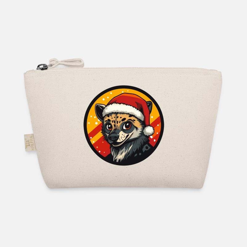 Winterfuchs mit Santa-Hut Bio-Täschchen