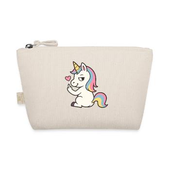 Freches Einhorn mit Herz – Süßes Unicorn Statement - Bio-Täschchen - Natur - Vorne