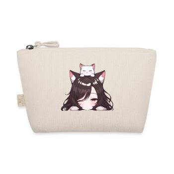 Anime Mädchen mit Katze Neko Girl - Bio-Täschchen - Natur - Vorne