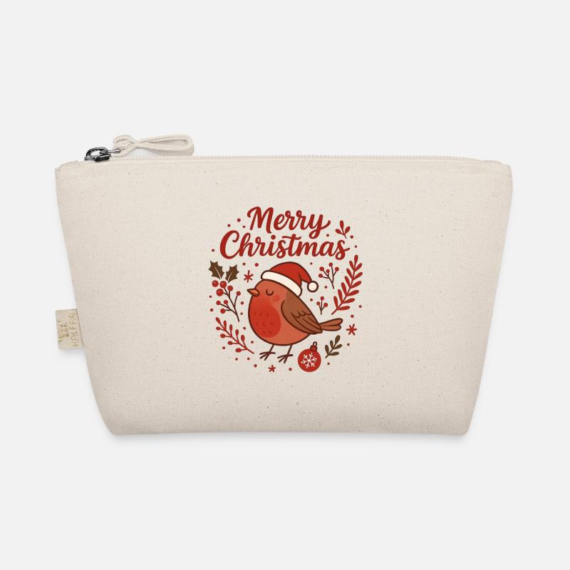 Robin with Santa Hat – Merry Christmas Organic Pouch