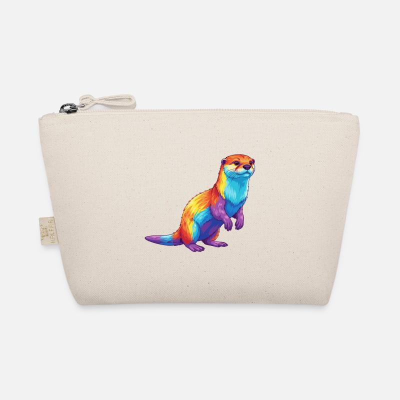 Buntes Otter-Regenbogen-Pop-Art-Aquarell Bio-Täschchen