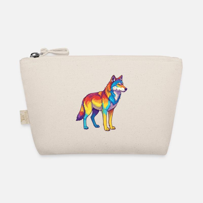 Bunte Wolf-Regenbogen-Pop-Art-Aquarell Bio-Täschchen