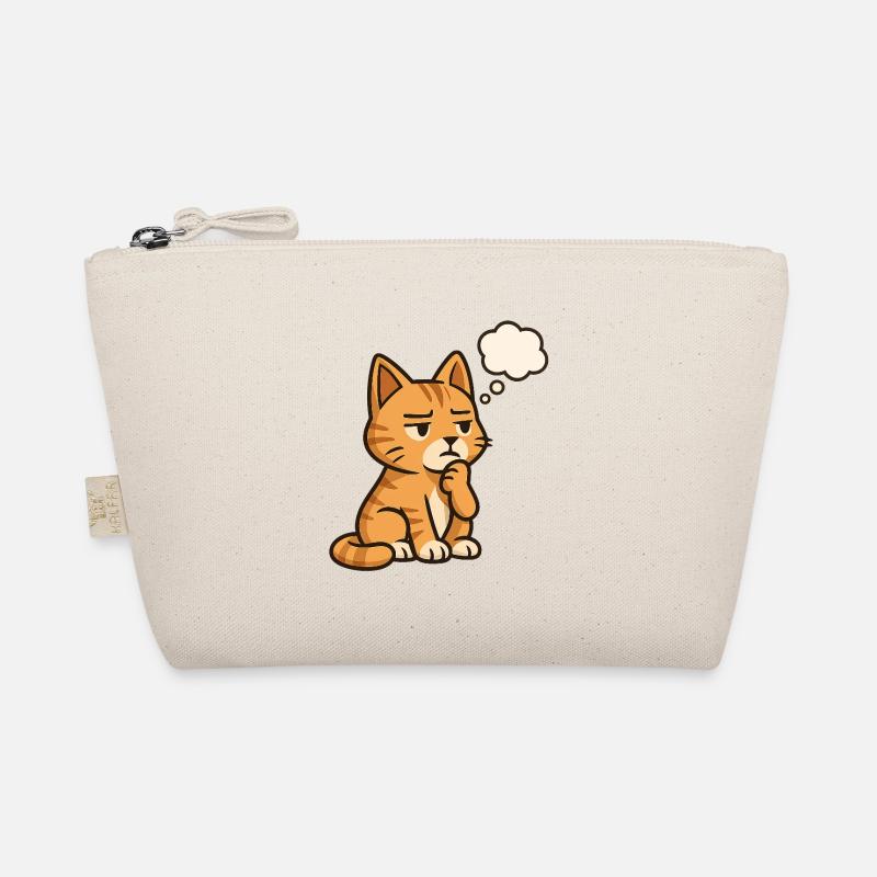 Nachdenkliche-Katze - Bio-Täschchen - Natur