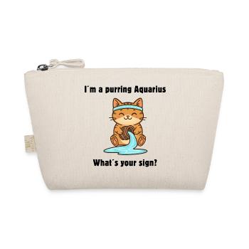 Sweet Aquarius Cat – Zodiac Sign with a Heart - Organic Pouch - nature - Front