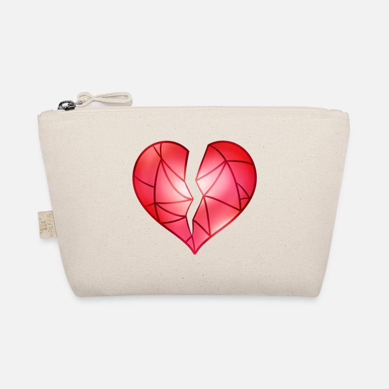 Broken Red Heart - Organic Pouch - nature