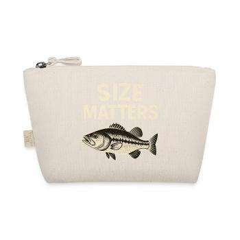Size Matters Fishing Motif - Gift Idea for Men - Organic Pouch - nature - Front