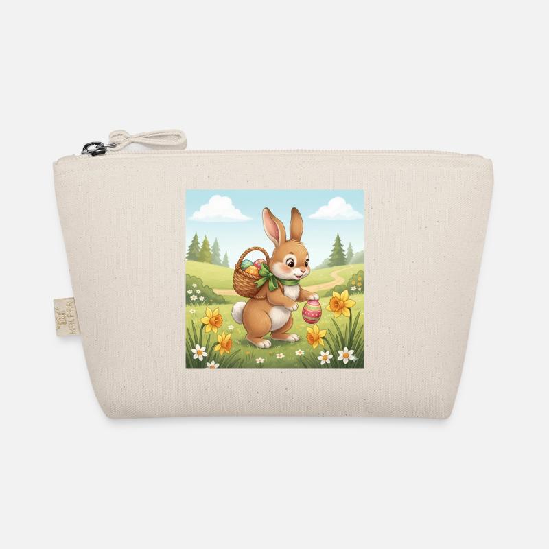 Osterhase mit Korb und Eiern - Bio-Täschchen - Natur