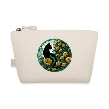 Midnight Cat Among Golden Marigolds - Organic Pouch - nature - Front