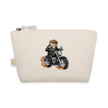 Cool Biker Otter Motorcycle Flames - Organic Pouch - nature - Front