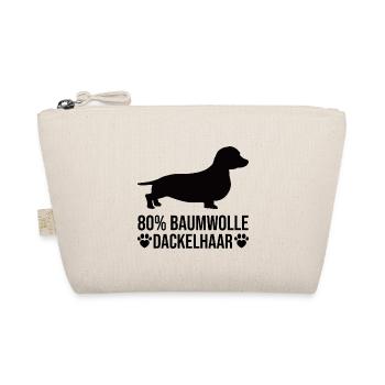 80% Baumwolle 20% Dackelhaar Lustige Hund Spruch - Bio-Täschchen - Natur - Vorne