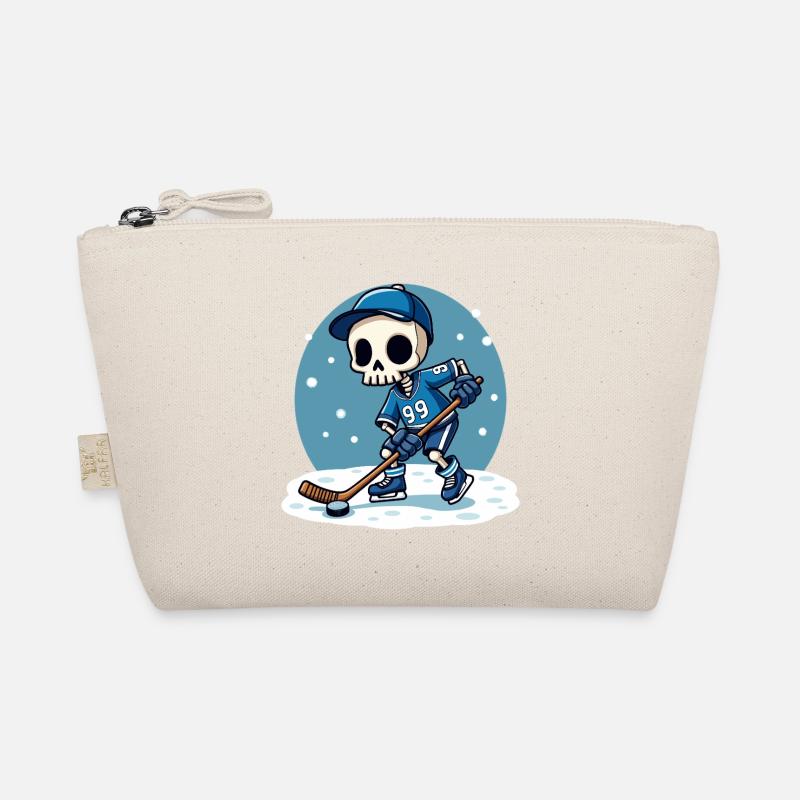 Skelett Eishockeyspieler Nummer 99 Wintersport Bio-Täschchen