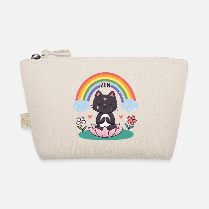 Zen Cat on Lotus and Rainbow Organic Pouch