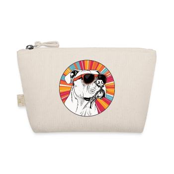 Bulldog mit Sonnenbrillen im Neon-Radial - Bio-Täschchen - Natur - Vorne