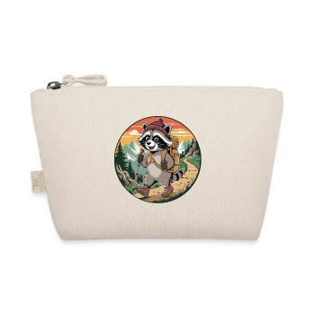 Happy Hiking Raccoon Adventure Trail Art - Organic Pouch - nature - Front