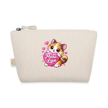 Süße Kawaii Katze mit Herz – Niedliches Geschenk  - Bio-Täschchen - Natur - Vorne